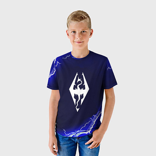 Детская футболка Скайрим лого молнии шторм / 3D-принт – фото 3