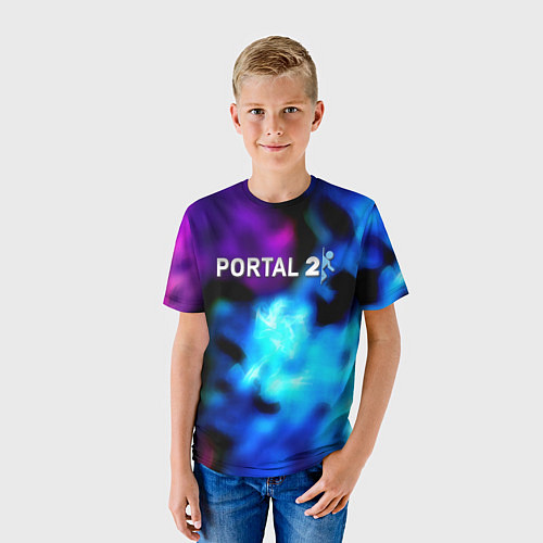Детская футболка Portal неоновый градиент / 3D-принт – фото 3