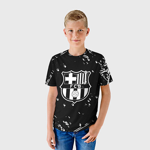 Детская футболка Barcelona белые краски спорт / 3D-принт – фото 3
