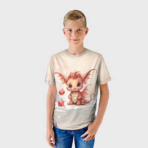 Детская футболка Снежный дракоша 2024 / 3D-принт – фото 3