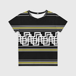 Футболка детская Греческие линии жёлтые и белые, цвет: 3D-принт