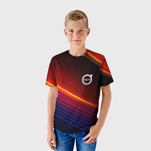 Детская футболка Volvo neon gradient auto / 3D-принт – фото 3