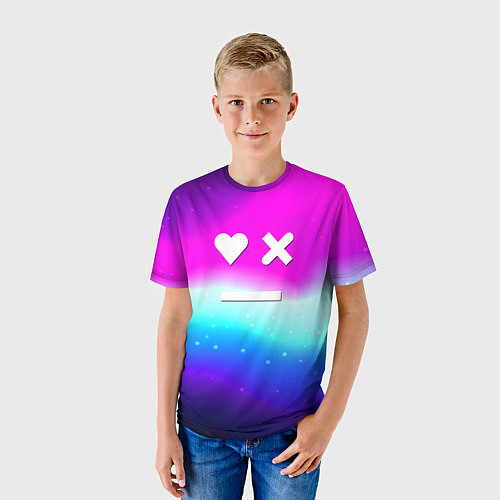 Детская футболка Love death robots neon gradient serial / 3D-принт – фото 3