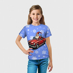 Футболка детская Дед Мороз едет на машине, цвет: 3D-принт — фото 2
