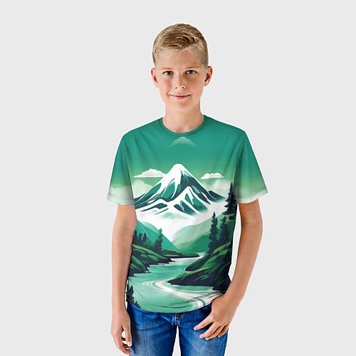 Детская футболка Графический пейзаж Камчатки / 3D-принт – фото 3