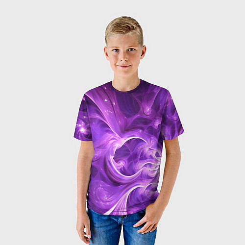 Детская футболка Фиолетовая фрактальная абстракция / 3D-принт – фото 3