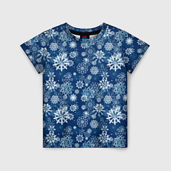 Футболка детская Snowflakes on a blue background, цвет: 3D-принт