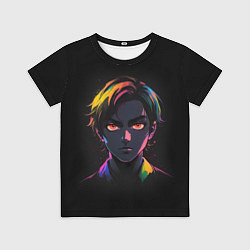 Футболка детская Аниме портрет парня с красными глазами, цвет: 3D-принт
