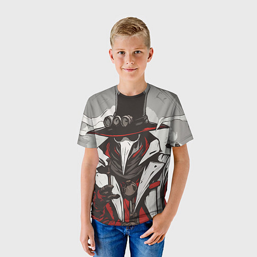 Детская футболка Красный чумной доктор / 3D-принт – фото 3