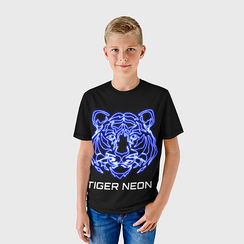 Детская футболка Tiger neon art / 3D-принт – фото 3