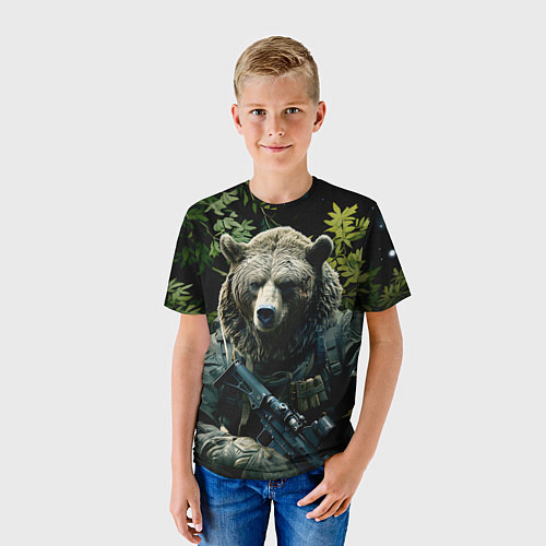 Детская футболка Медведь солдат раненый / 3D-принт – фото 3