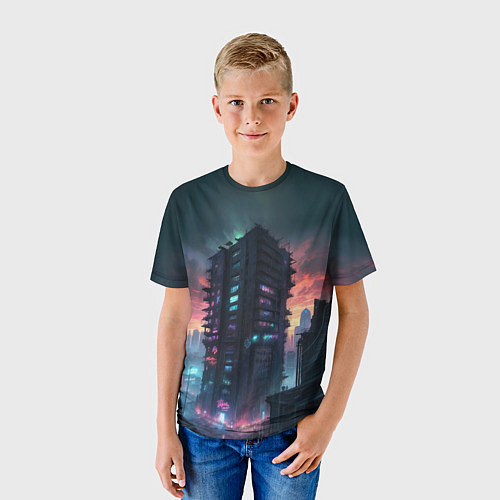 Детская футболка Жилой дом на закате / 3D-принт – фото 3