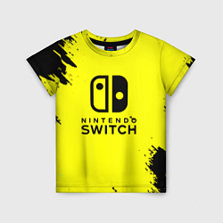 Футболка детская Nintendo switch краски на жёлтом, цвет: 3D-принт
