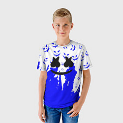 Футболка детская Marshmello dj blue pattern music band, цвет: 3D-принт — фото 2