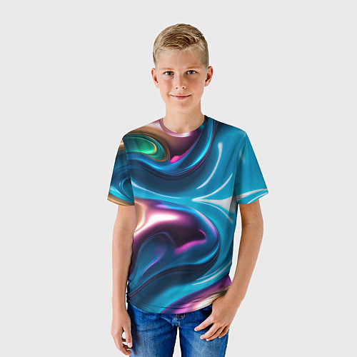Детская футболка Жидкий красочный металл / 3D-принт – фото 3