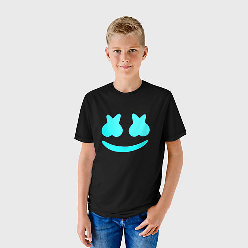 Детская футболка Маршмеллоу голубое лого / 3D-принт – фото 3