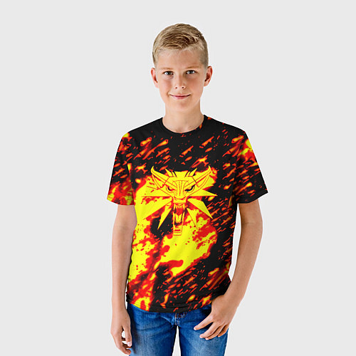 Детская футболка Ведьмак огненное лого / 3D-принт – фото 3