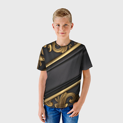 Детская футболка Лепнина объемные узоры золотые / 3D-принт – фото 3