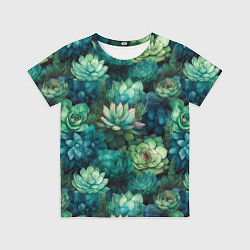 Футболка детская Суккуленты акварель- паттерн, цвет: 3D-принт