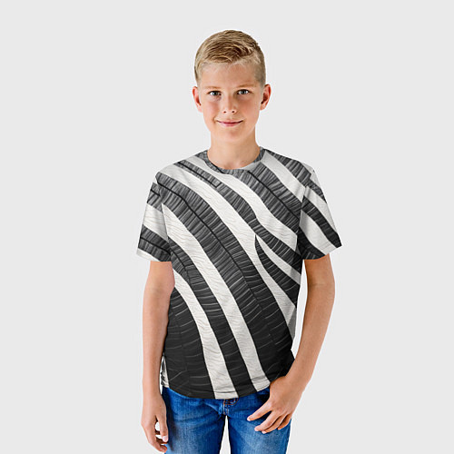 Детская футболка Зебровые полоски на текстуре / 3D-принт – фото 3