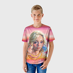 Футболка детская Энид Синклер - арт и текстура розового свитера, цвет: 3D-принт — фото 2