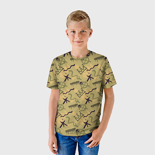 Детская футболка Разноцветный узор из каракулей / 3D-принт – фото 3