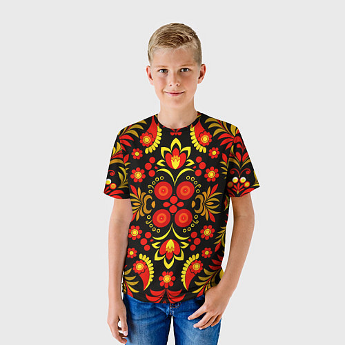 Детская футболка Хохломской народный орнамент - Россия / 3D-принт – фото 3