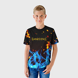 Футболка детская Evanescence огонь рок группа, цвет: 3D-принт — фото 2