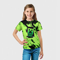 Футболка детская Minecraft зеленый паттерн крипер, цвет: 3D-принт — фото 2