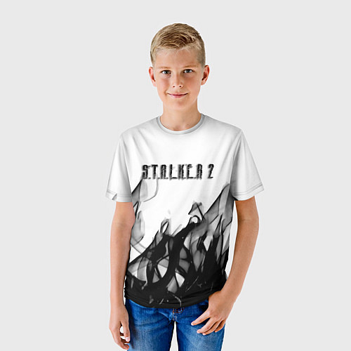 Детская футболка Stalker 2 черный огонь абстракция / 3D-принт – фото 3
