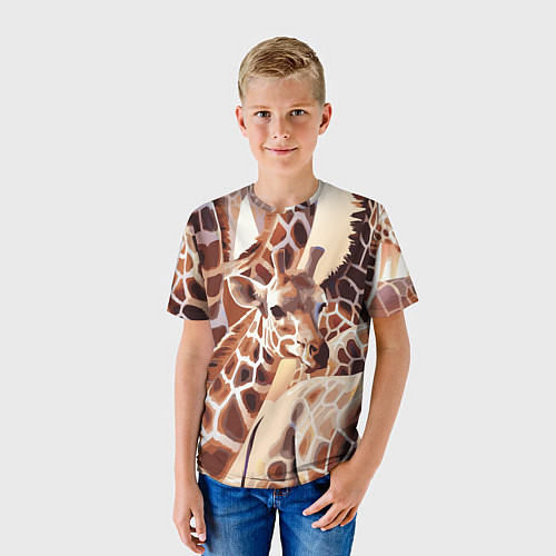 Детская футболка Жирафы - африканский паттерн / 3D-принт – фото 3