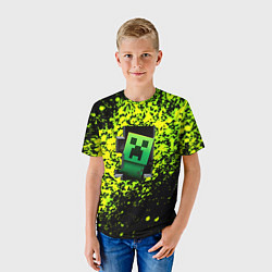 Футболка детская Minecraft зелёные краски, цвет: 3D-принт — фото 2