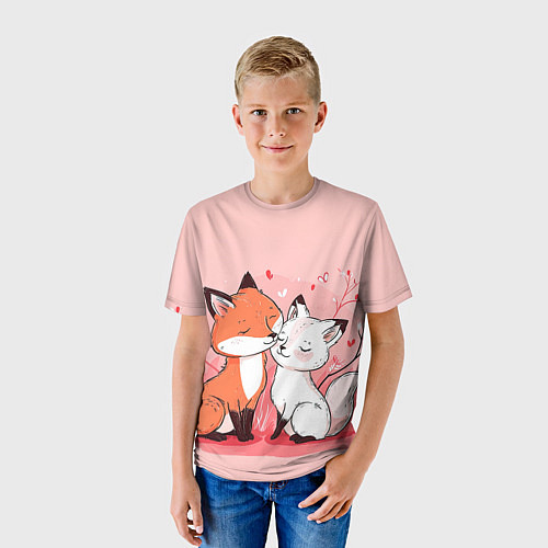 Детская футболка Влюбленные милые лисички / 3D-принт – фото 3