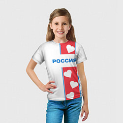 Футболка детская Россия с сердечками, цвет: 3D-принт — фото 2