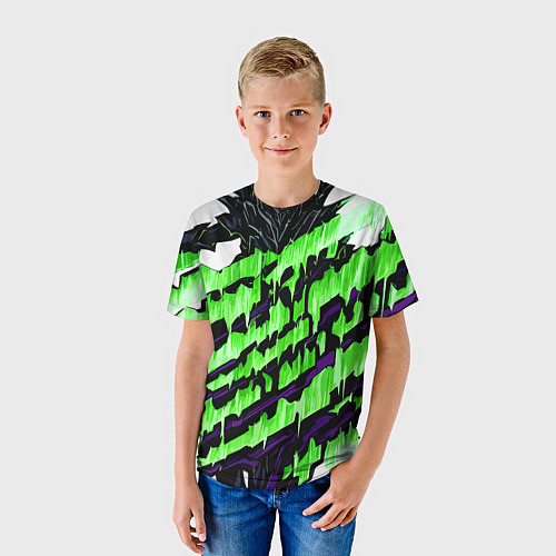 Детская футболка Субстанция и зелёные полосы / 3D-принт – фото 3