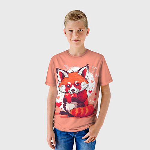 Детская футболка Рыжая лисичка с сердцем / 3D-принт – фото 3