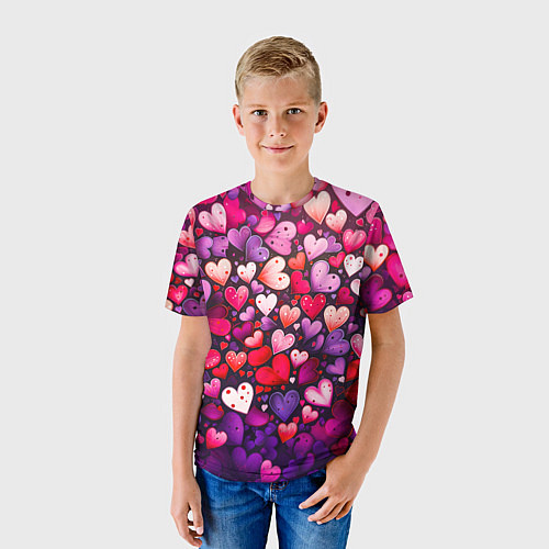 Детская футболка Множество сердец / 3D-принт – фото 3