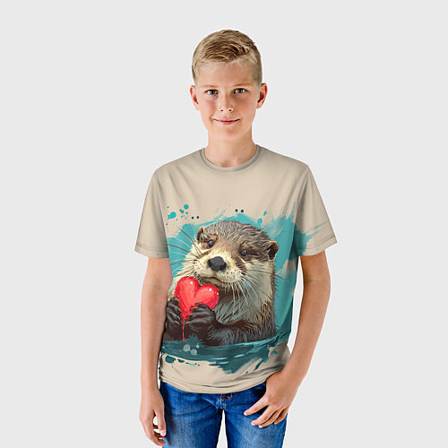 Детская футболка Выдра с сердечком / 3D-принт – фото 3