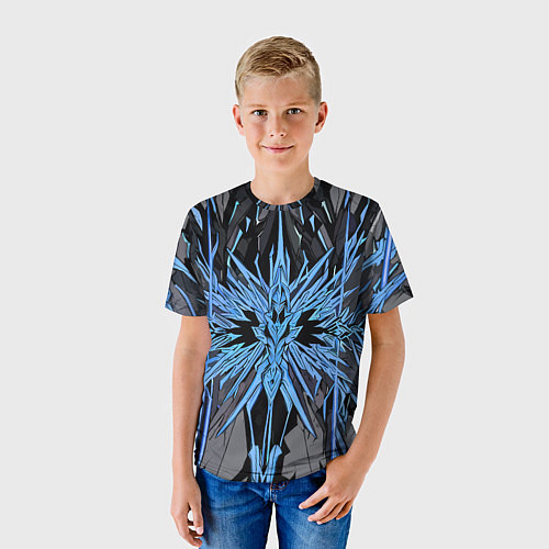 Детская футболка Камень и синие кристаллы / 3D-принт – фото 3