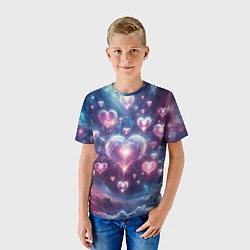 Футболка детская Космические сердца - звезды, цвет: 3D-принт — фото 2