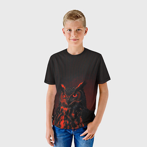 Детская футболка Филин в красных тенях / 3D-принт – фото 3