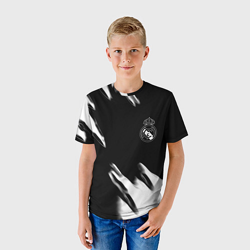 Детская футболка Real madrid белые краски текстура / 3D-принт – фото 3