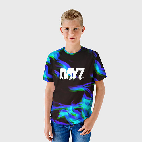 Детская футболка Dayz огонь синий / 3D-принт – фото 3