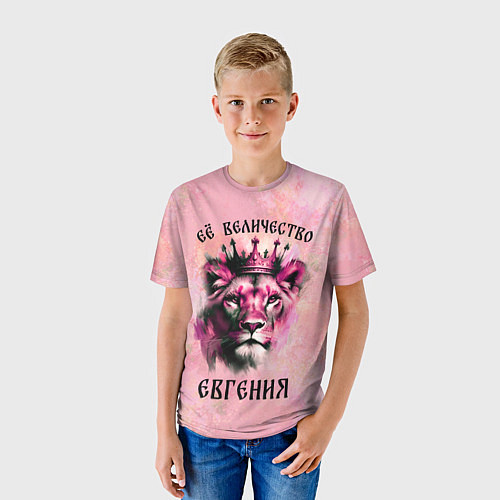 Детская футболка Её величество Евгения - львица / 3D-принт – фото 3