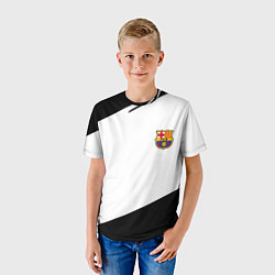 Футболка детская Barcelona краски чёрные спорт, цвет: 3D-принт — фото 2