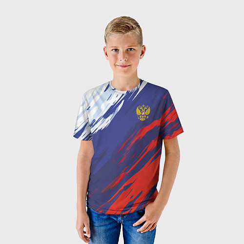 Детская футболка Россия Sport брызги красок триколор / 3D-принт – фото 3