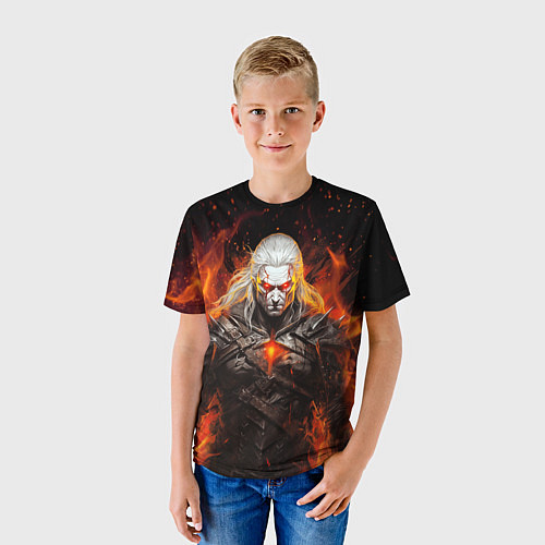 Детская футболка Ведьмак и пламя / 3D-принт – фото 3