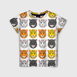 Детская футболка Дикие цветные кошки