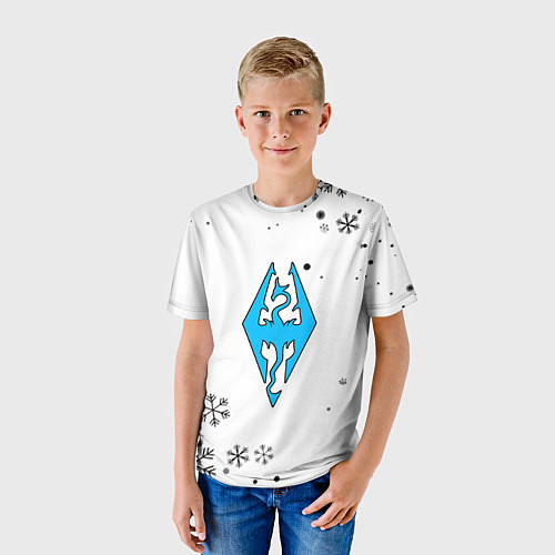 Детская футболка Skyrim logo winter / 3D-принт – фото 3