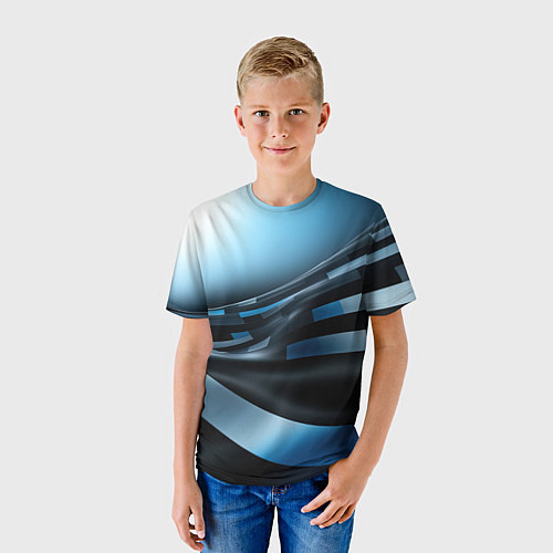 Детская футболка Черно-синий абстрактный спортивный стиль / 3D-принт – фото 3